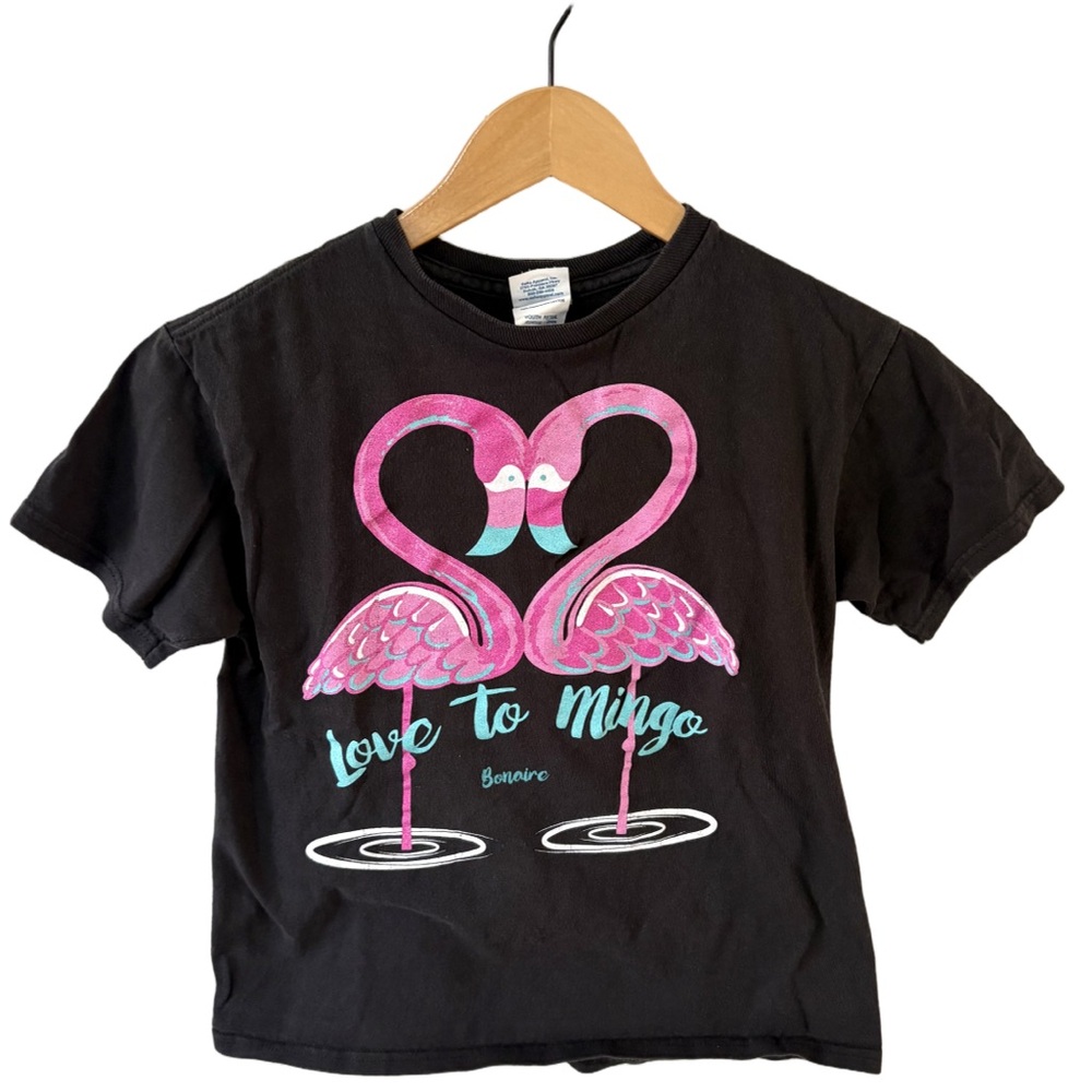 Delta Pro Weight Youth Black “Love to Mingo” Flamingo Graphic Tee Size Small